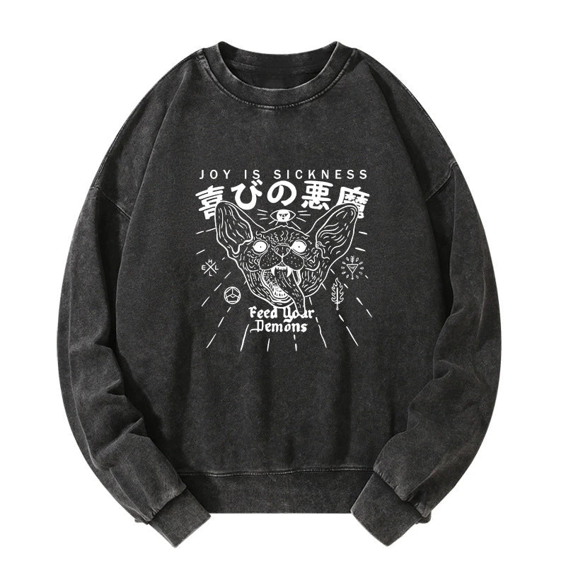 Tokyo-Tiger Joy Is Sickness Washed Sweatshirt Sale