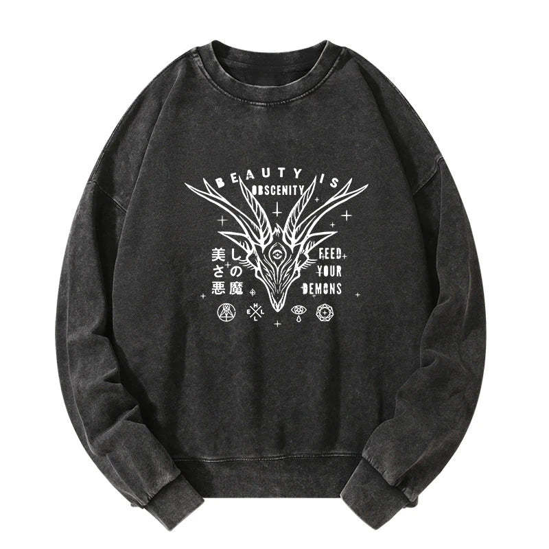 Tokyo-Tiger Beautiful Devil Japanese Washed Sweatshirt Sale