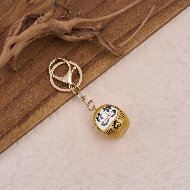Tokyo-Tiger Japanese Lucky Daruma Yellow Keychain