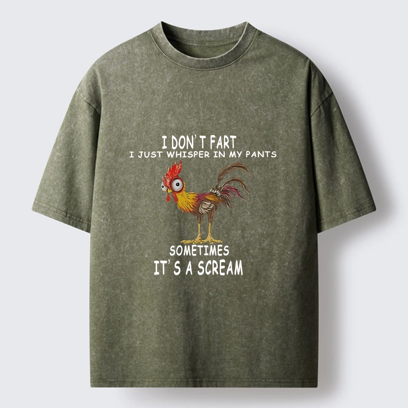 Tokyo-Tiger Funny Rooster Fart Meme Washed T-Shirt