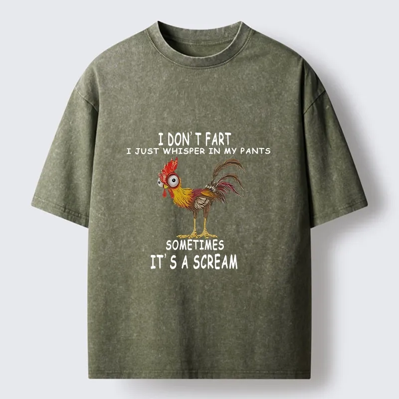 Tokyo-Tiger Funny Rooster Fart Meme Washed T-Shirt