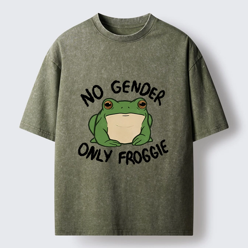 Tokyo-Tiger Funny Frog Declares Identity Freedom Washed T-Shirt