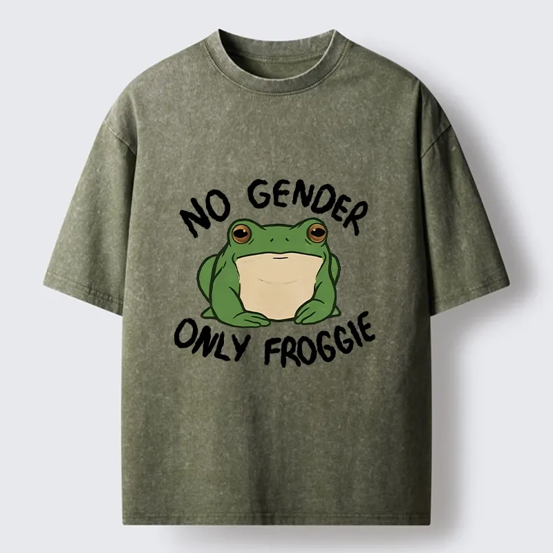 Tokyo-Tiger Funny Frog Declares Identity Freedom Washed T-Shirt