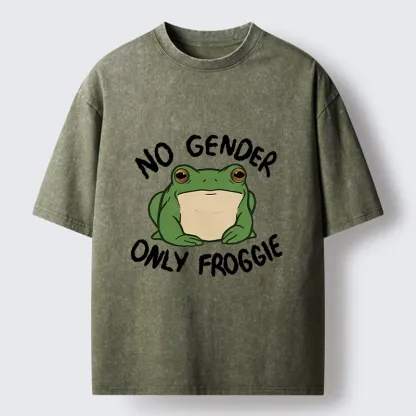 Tokyo-Tiger Funny Frog Declares Identity Freedom Washed T-Shirt