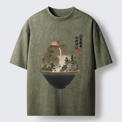 Tokyo-Tiger Bowl Of Zen Art Washed T-Shirt