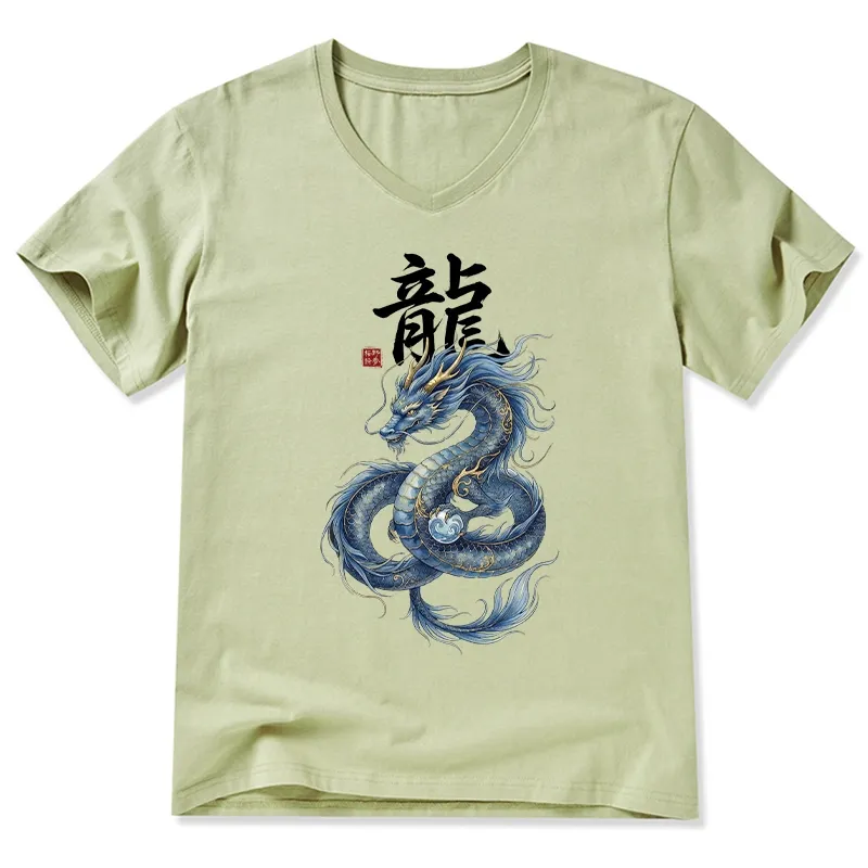 Tokyo-Tiger Mythic Blue Dragon V-Neck Classic T-Shirt