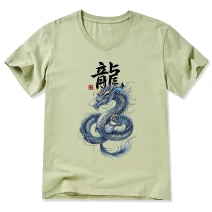 Tokyo-Tiger Mythic Blue Dragon V-Neck Classic T-Shirt