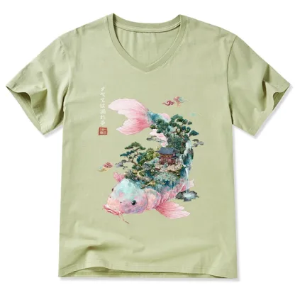 Tokyo-Tiger  Journey Of The Flowing Koi V-Neck Classic T-Shirt