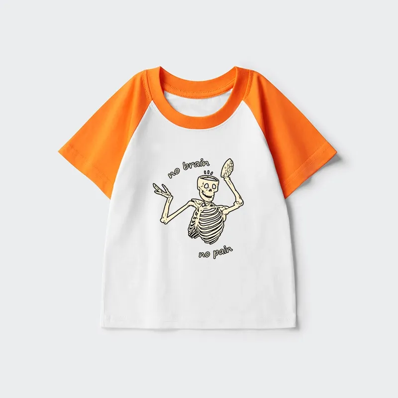 Tokyo-Tiger Skeletons Feel No Pain Kids Raglan T-shirt