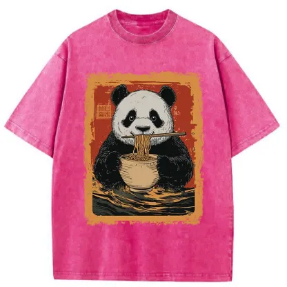 Tokyo-Tiger Ramen Lover Panda Washed T-Shirt