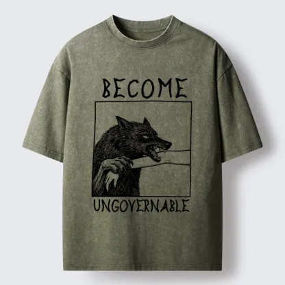 Tokyo-Tiger Meme Wolf Refuse To Be Tamed Forever Washed T-Shirt