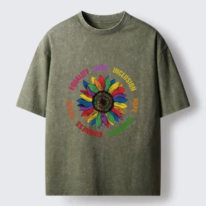 Tokyo-Tiger Pride Sunflower Love And Hope Washed T-Shirt