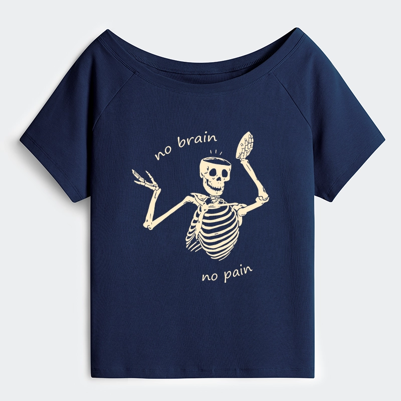Tokyo-Tiger Skeletons Feel No Pain Off Shoulder T-Shirt