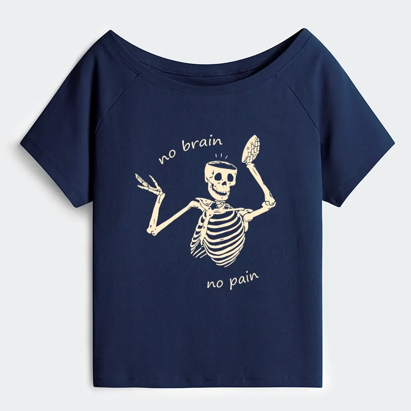 Tokyo-Tiger Skeletons Feel No Pain Off Shoulder T-Shirt