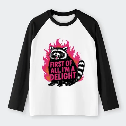 Tokyo-Tiger Angry Raccoon Funny Raglan Long Sleeve T-shirt