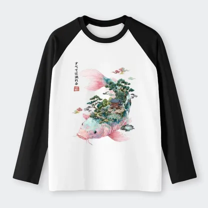 Tokyo-Tiger Journey Of The Flowing Koi Raglan Long Sleeve T-shirt