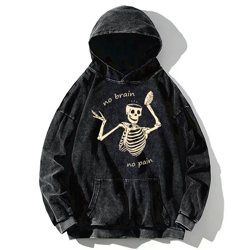 Tokyo-Tiger Skeletons Feel No Pain Washed Hoodie Sale