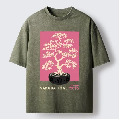 Tokyo-Tiger Sakura Bonsai Washed T-Shirt
