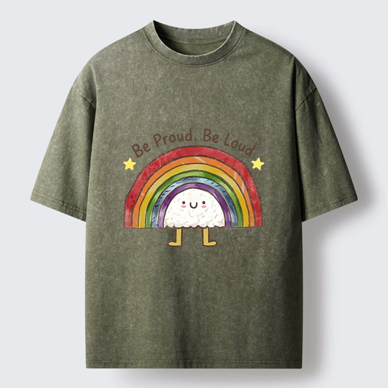 Tokyo-Tiger Rainbow Rice Ball Pride Art Washed T-Shirt
