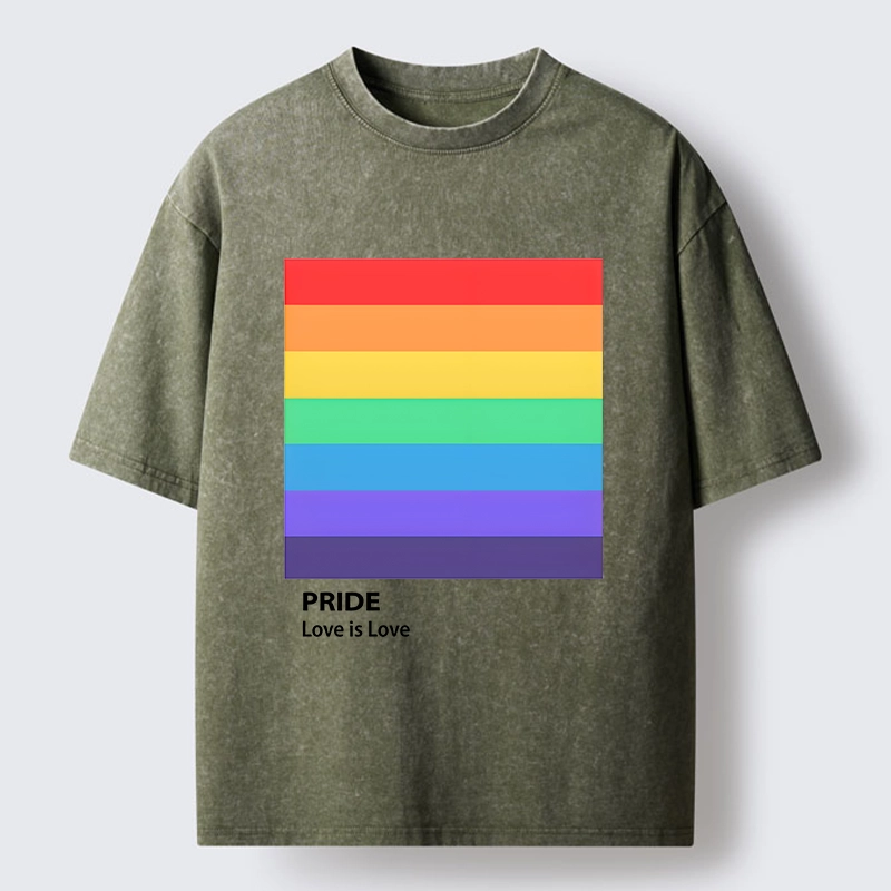 Tokyo-Tiger Pride Month Rainbow Flag Art Washed T-Shirt