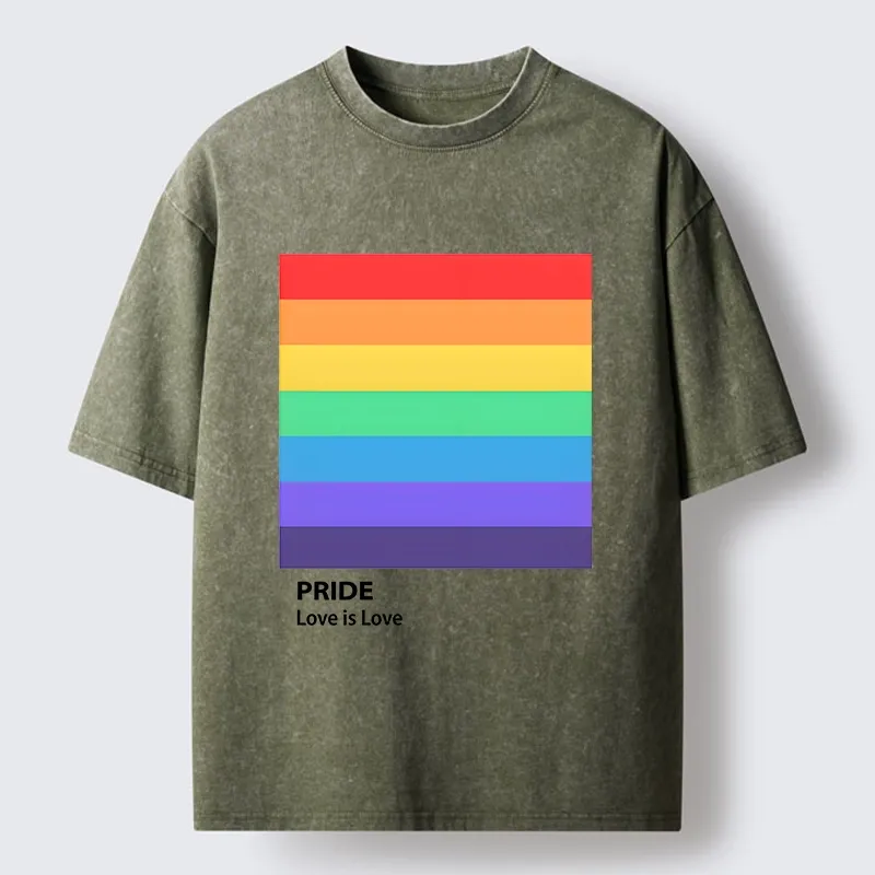 Tokyo-Tiger Pride Month Rainbow Flag Art Washed T-Shirt