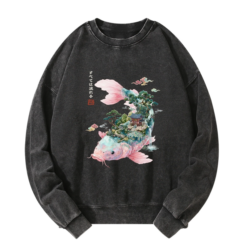 Tokyo-Tiger Journey Of The Flowing Koi Washed Sweatshirt