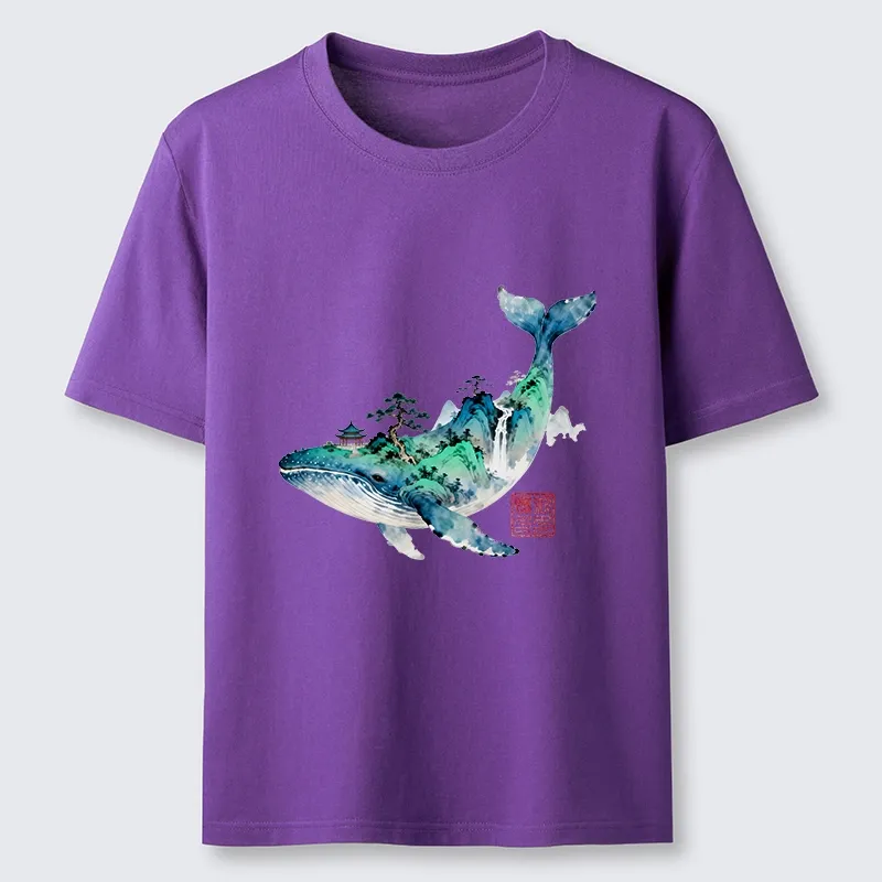 Tokyo-Tiger Whale Ink Painting Landscape Classic T-Shirt