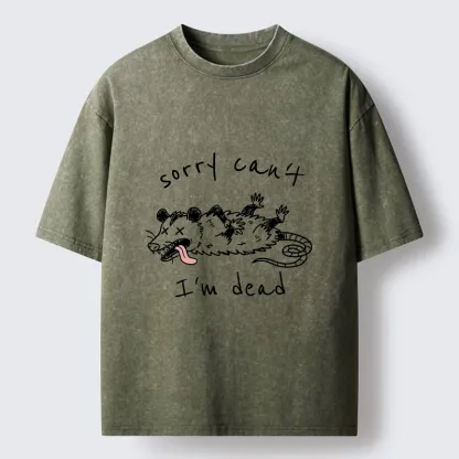 Tokyo-Tiger Opossum Dead Mode Funny Life Washed T-Shirt