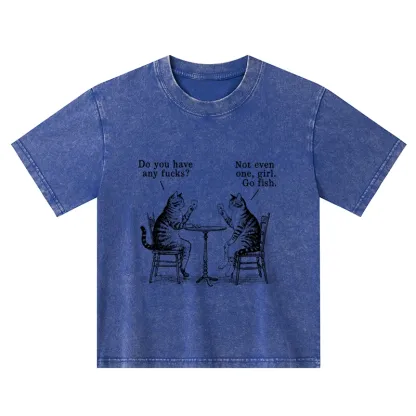 Tokyo-Tiger Cat Poker Night Kids Washed T-Shirt