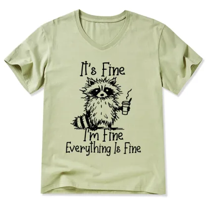 Tokyo-Tiger Raccoon Fine Meme V-Neck Classic T-Shirt