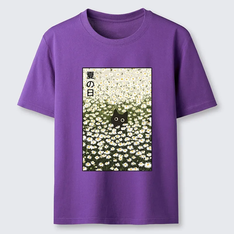 Tokyo-Tiger Summer Day Daisies Black Cat Classic T-Shirt