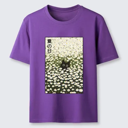 Tokyo-Tiger Summer Day Daisies Black Cat Classic T-Shirt