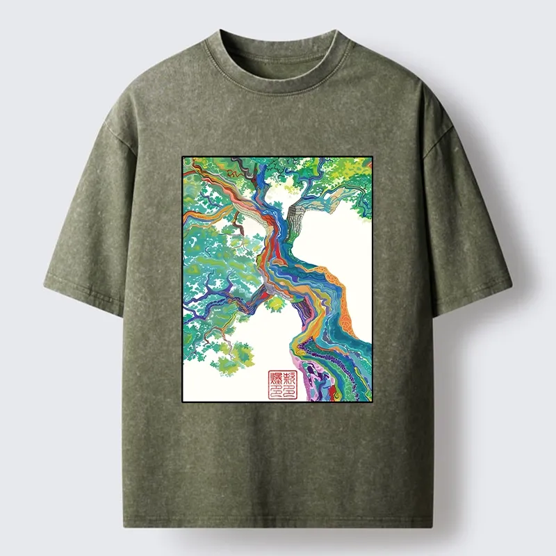Tokyo-Tiger Colorful Magic Tree Washed T-Shirt