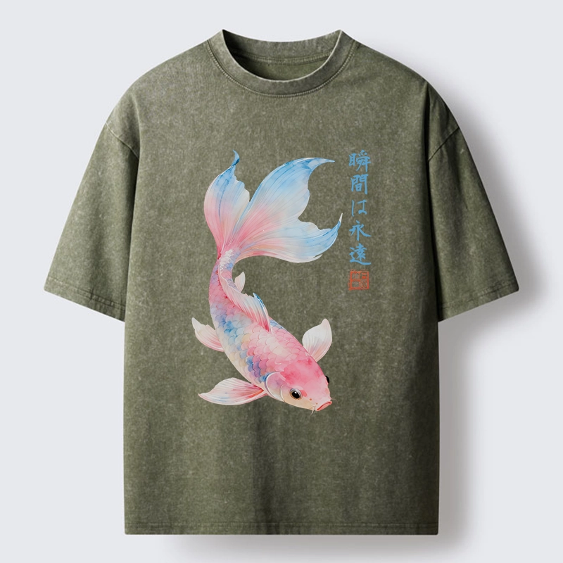 Tokyo-Tiger Koi Fish Dreamy Hues Washed T-Shirt