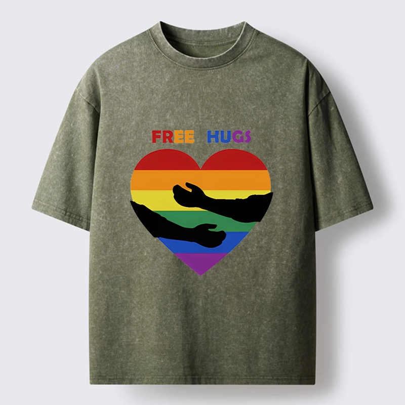 Tokyo-Tiger Spread Love With Free Hugs Washed T-Shirt