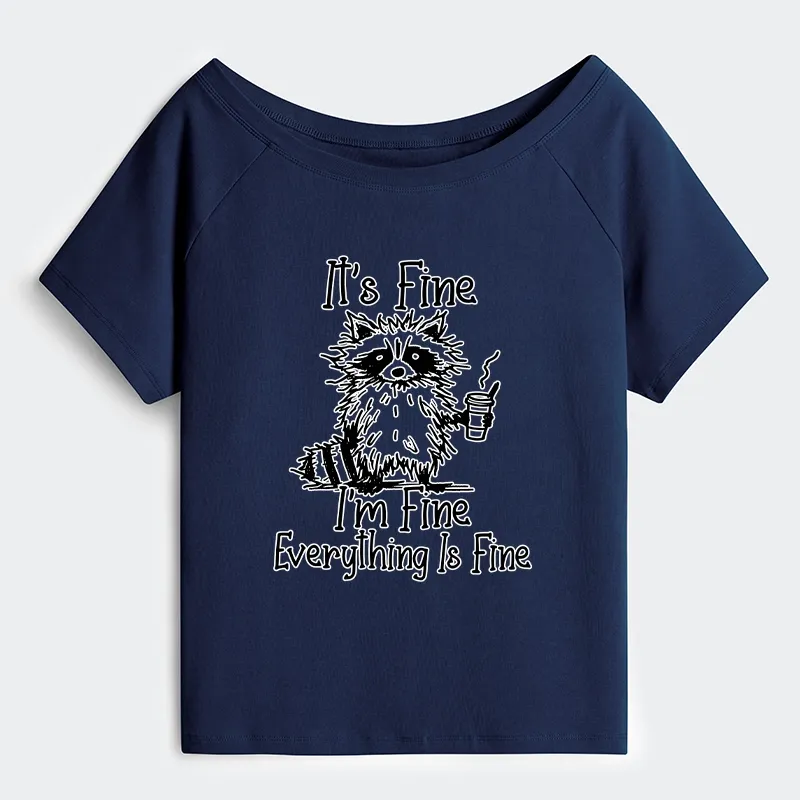 Tokyo-Tiger Raccoon Fine Meme Off Shoulder T-Shirt