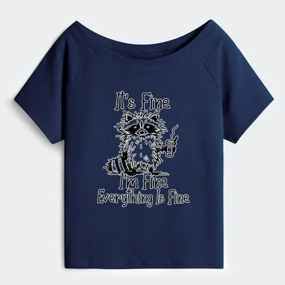 Tokyo-Tiger Raccoon Fine Meme Off Shoulder T-Shirt