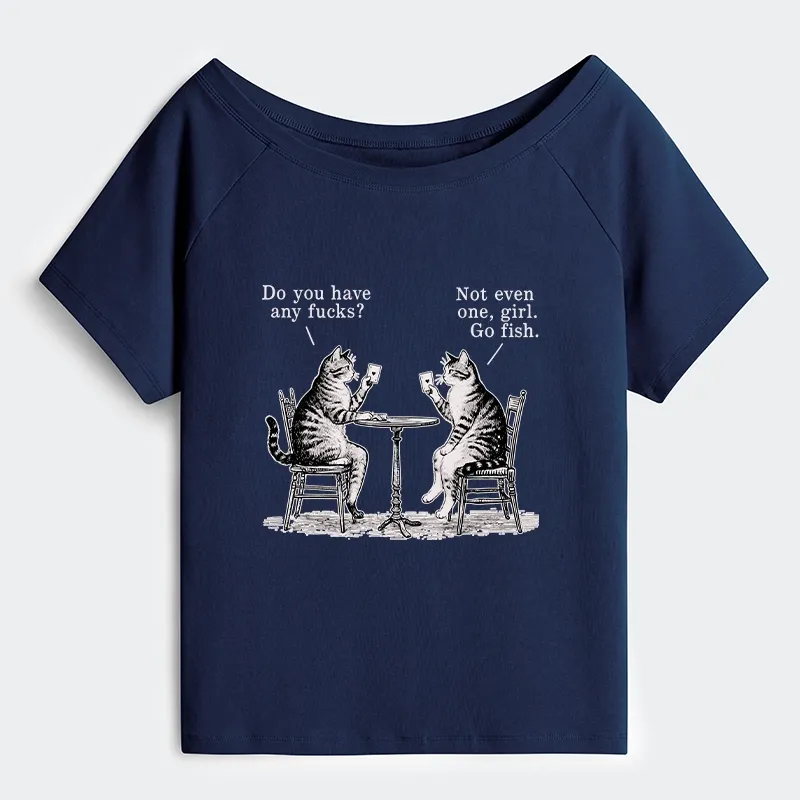 Tokyo-Tiger Cat Poker Night Off Shoulder T-Shirt