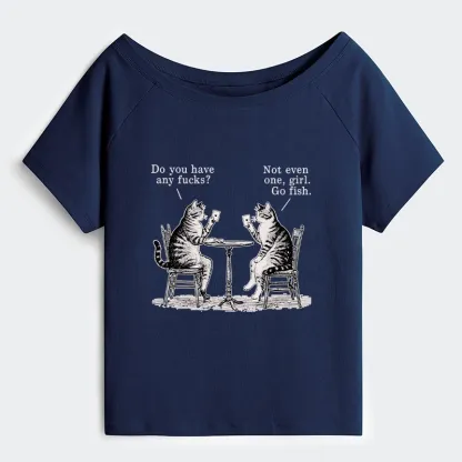 Tokyo-Tiger Cat Poker Night Off Shoulder T-Shirt