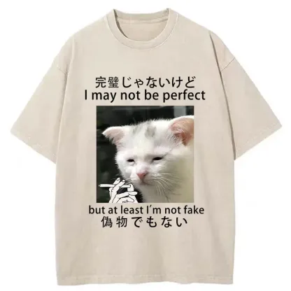 Tokyo-Tiger Cat Lamenting Life Washed T-Shirt