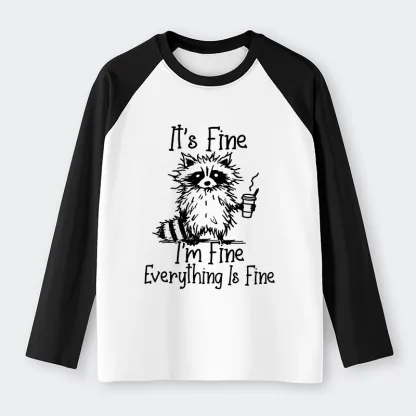 Tokyo-Tiger Raccoon Fine Meme Raglan Long Sleeve T-shirt