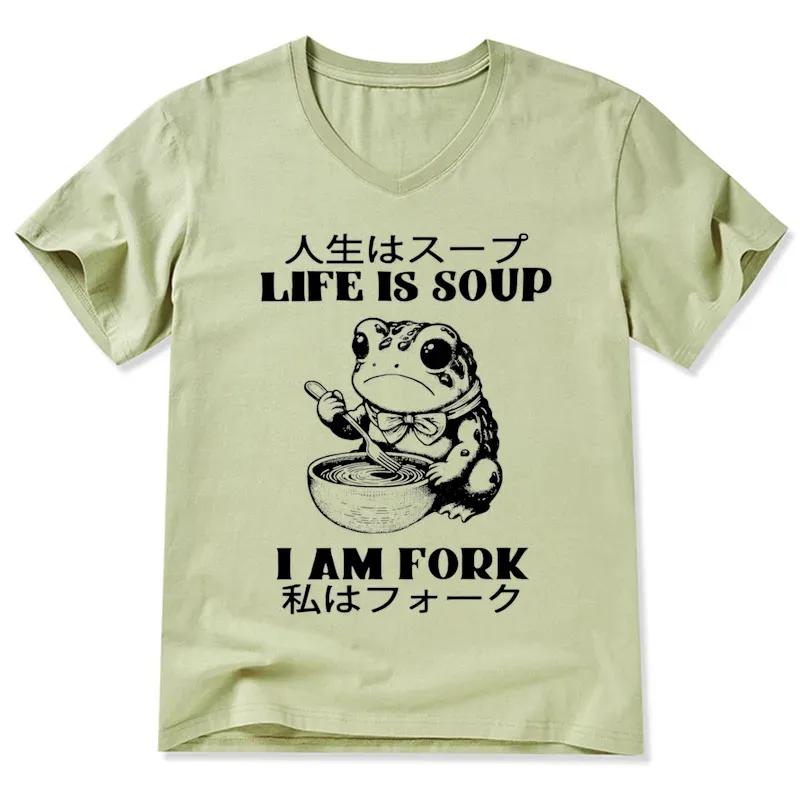Tokyo-Tiger Life Is Soup I Am Fork V-Neck Classic T-Shirt
