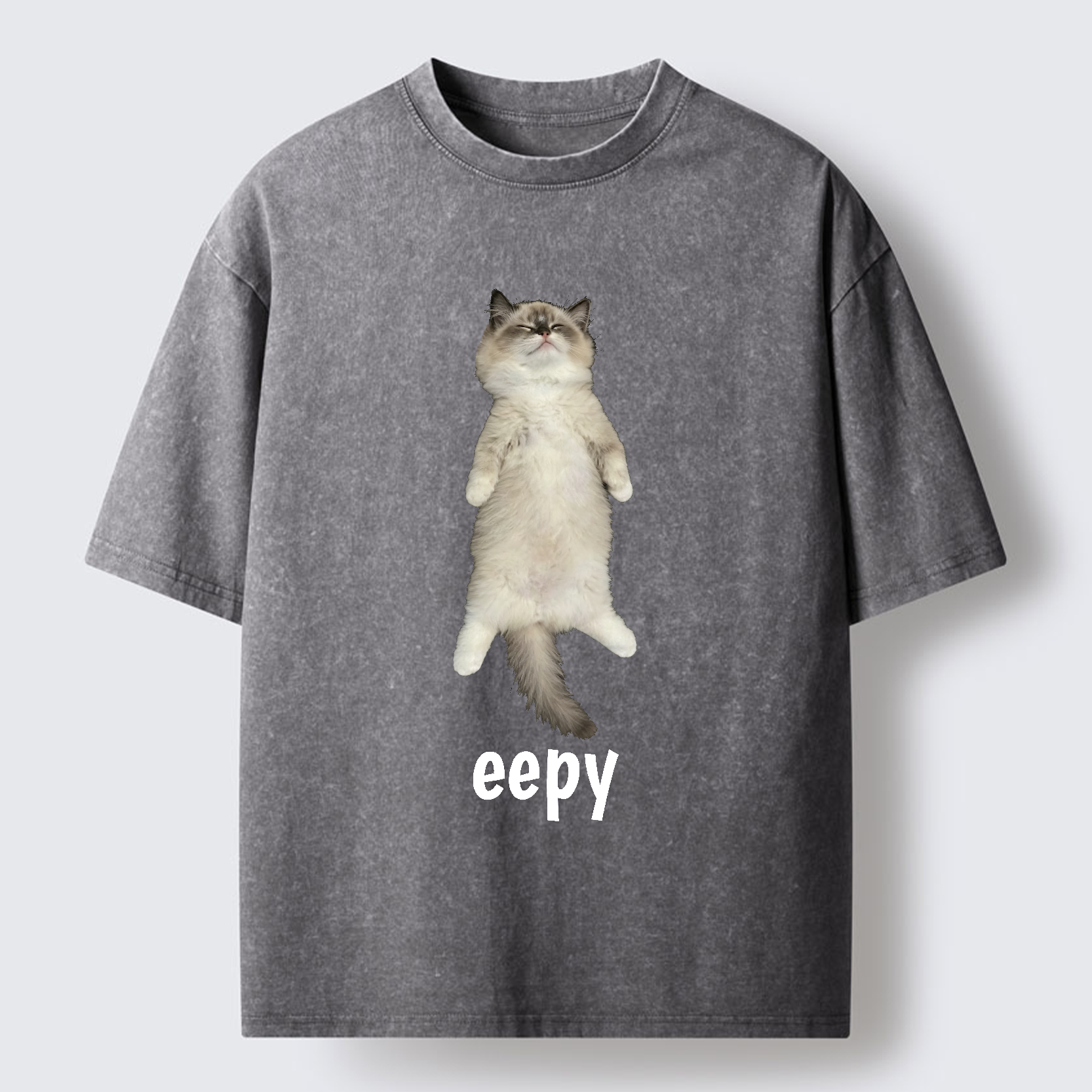 Tokyo-Tiger Cute Eepy Cat Washed T-Shirt