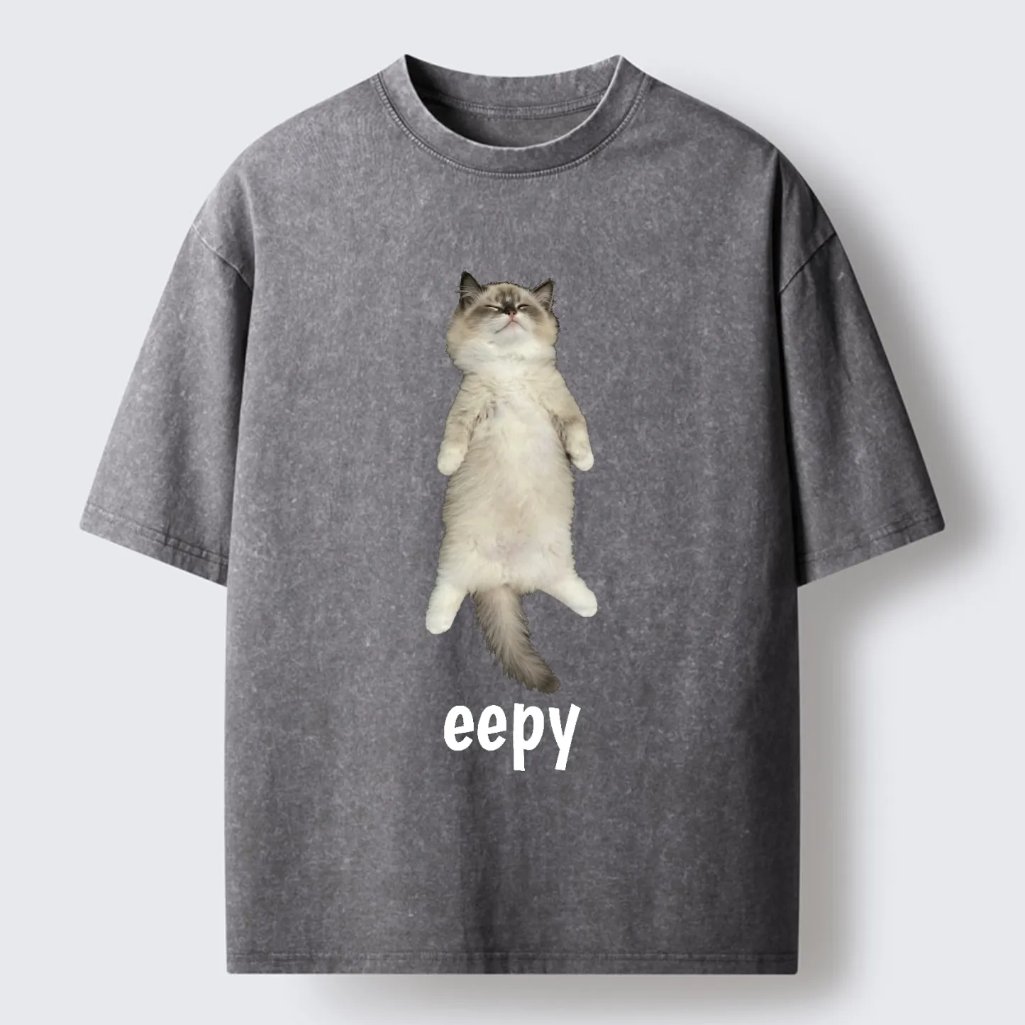 Tokyo-Tiger Cute Eepy Cat Washed T-Shirt
