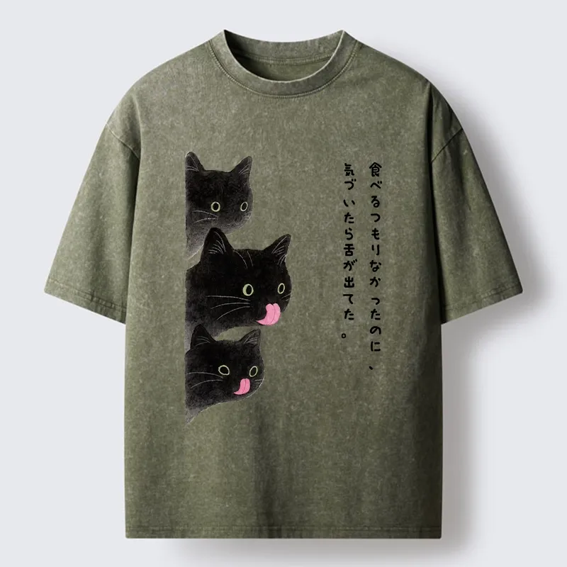 Tokyo-Tiger Cats Who Forgot They Stuck Tongues Out Washed T-Shirt