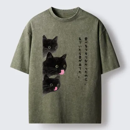 Tokyo-Tiger Cats Who Forgot They Stuck Tongues Out Washed T-Shirt