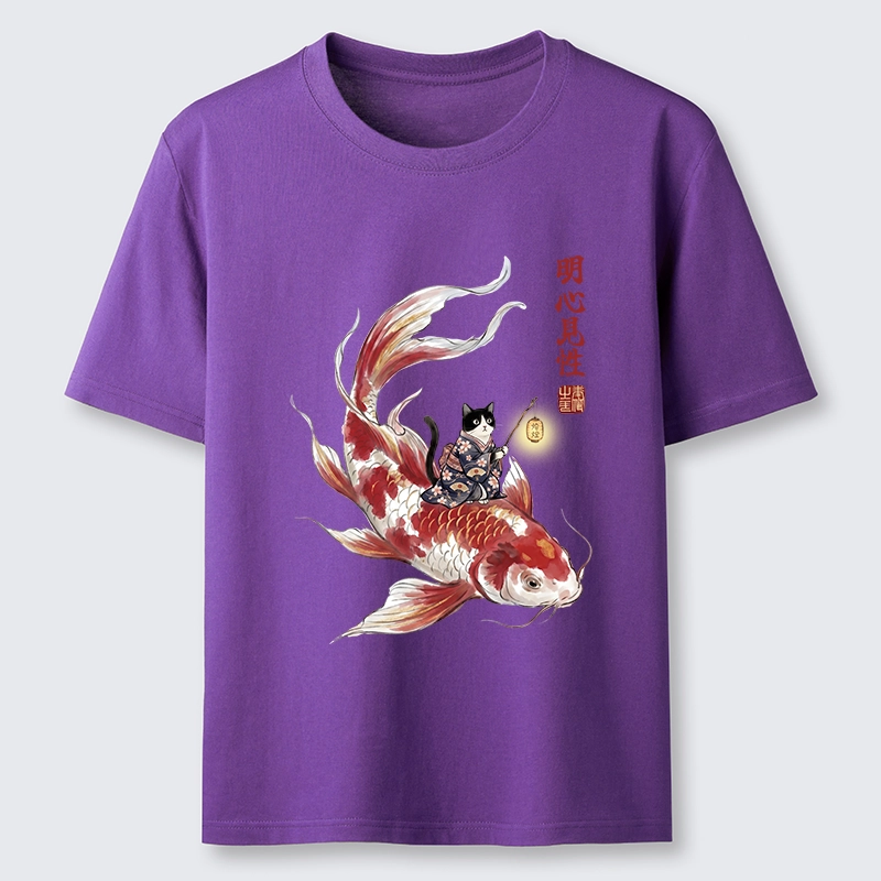 Tokyo-Tiger Cute Kimono Cat On Koi Fish Classic T-Shirt