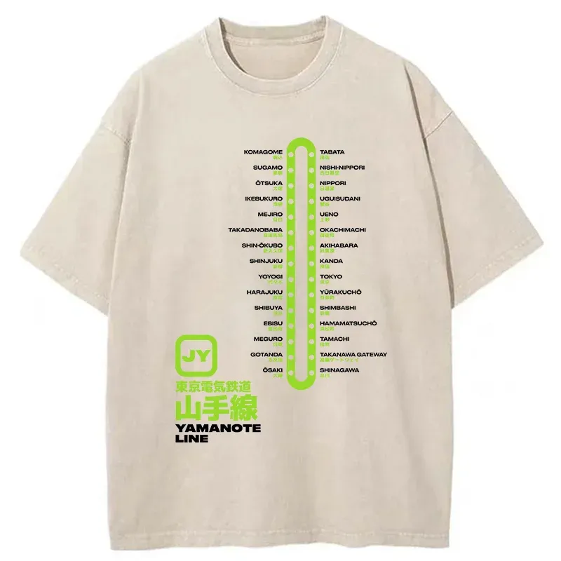 Tokyo-Tiger Yamanote Line Japan Washed T-Shirt