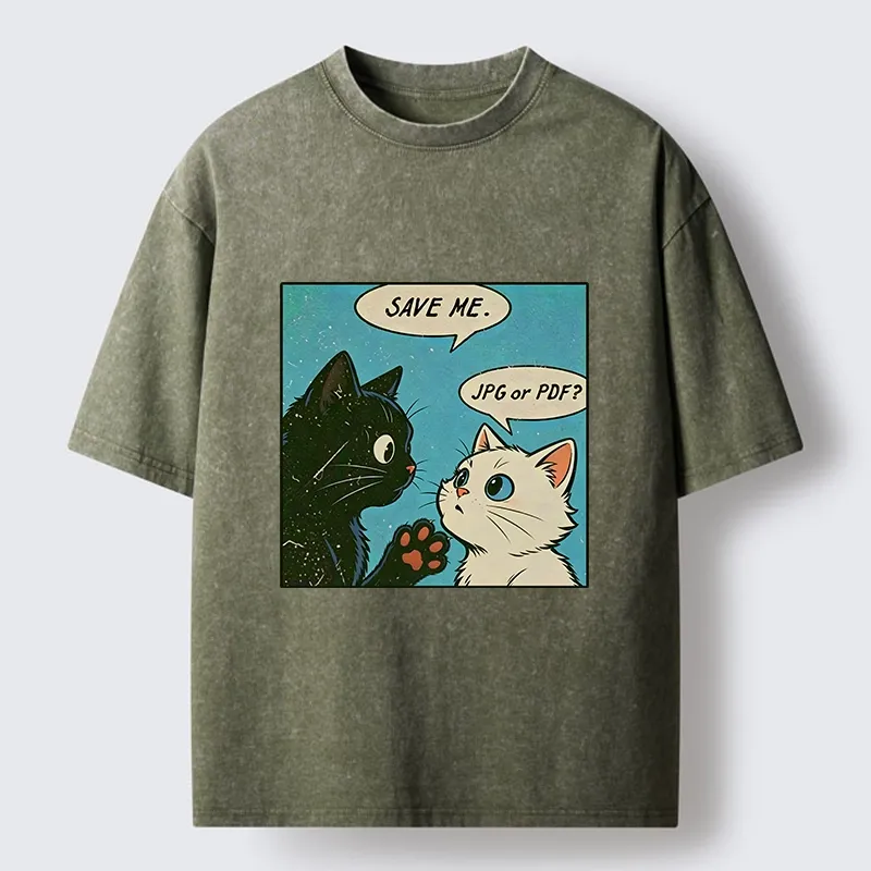 Tokyo-Tiger Black White Cat Office Meme Washed T-Shirt