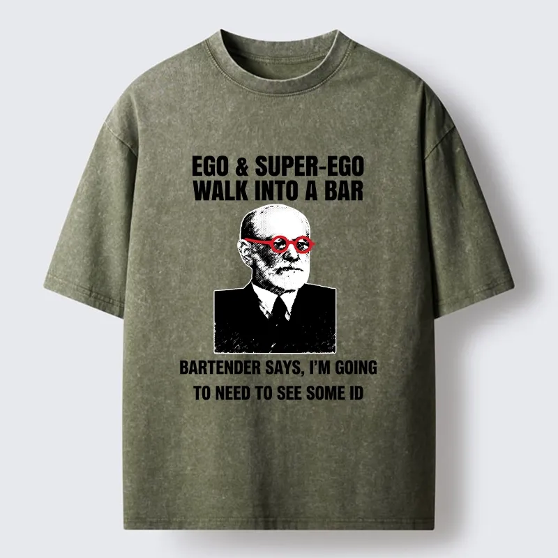 Tokyo-Tiger Funny Psychology Bar Joke Washed T-Shirt